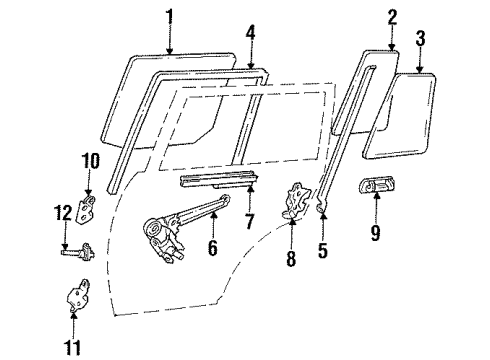 Toyota 68188-90A00 Weatherstrip, Rear Door Quarter Window, RH