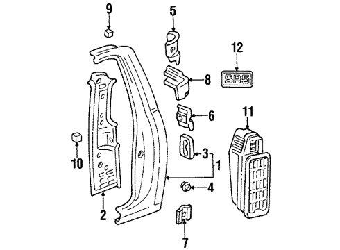 Toyota 61501-34050 Pillar, Quarter Lock, RH