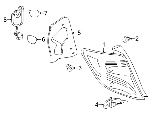 2016 Toyota Yaris Lens & Body, Rear Combination Diagram for 81561-0D620