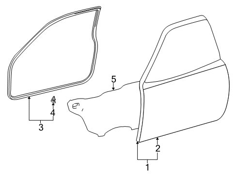 1998 Toyota RAV4 Front Door, Body Diagram