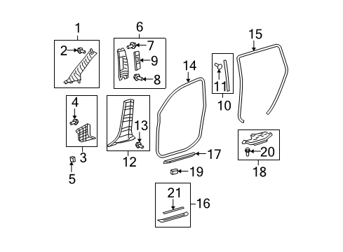 2013 Toyota Highlander Interior Trim - Pillars, Rocker & Floor Diagram