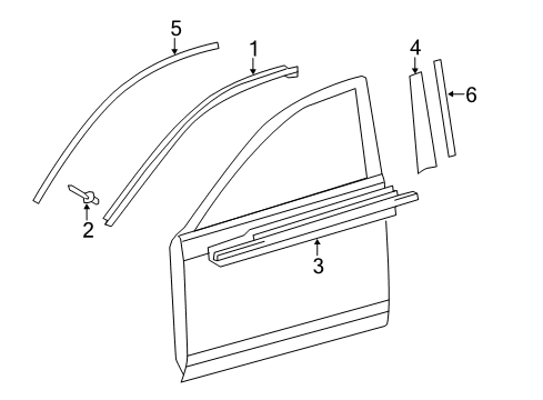 2014 Toyota Camry Exterior Trim - Front Door Diagram