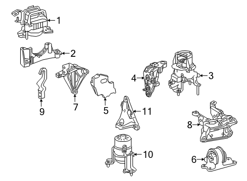 2018 Toyota Camry Engine & Trans Mounting Diagram