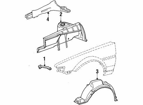 1987 Toyota Corolla Liner, Front Fender, RH Diagram for 53875-12061