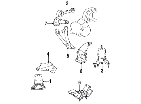 1994 Toyota Camry Engine & Trans Mounting Diagram