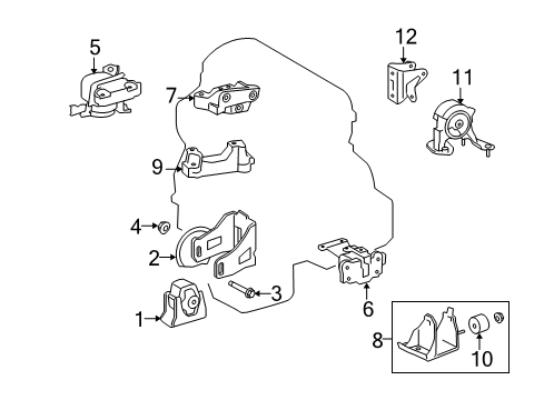 2010 Scion xB Engine & Trans Mounting Diagram