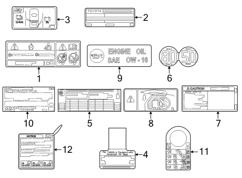 2023 Toyota Prius AWD-e Emission Label Diagram for 11298-24170