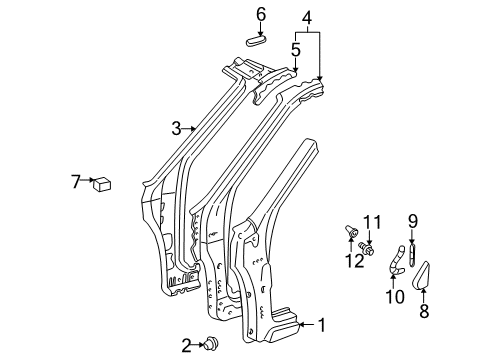 2001 Toyota Prius Reinforce Sub-Assy, Front Body Pillar, Lower LH Diagram for 61109-47010