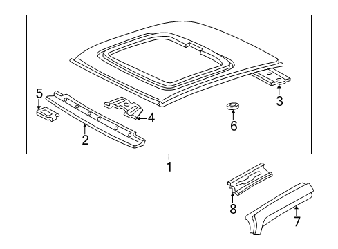 1998 Toyota RAV4 Roof & Components Diagram