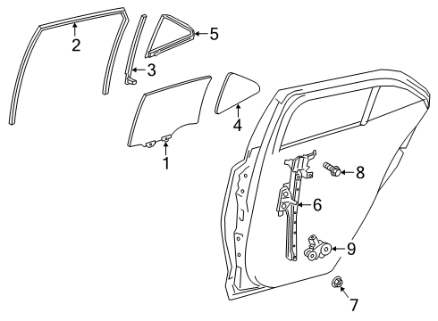 2021 Toyota Corolla Front Door Glass & Hardware Diagram