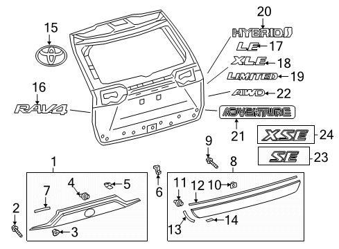 2022 Toyota RAV4 Exterior Trim - Lift Gate Diagram