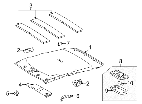 1998 Toyota Corolla Interior Trim - Roof Diagram 2 - Thumbnail