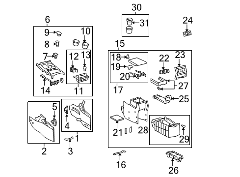 2010 Toyota Highlander Box Assembly, Console Diagram for 58810-0E090-B0