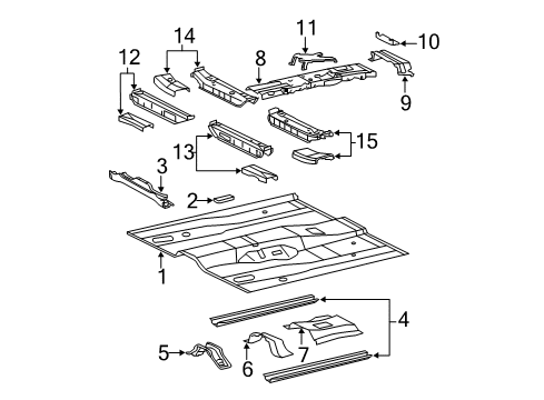 2012 Toyota Avalon Pillars, Rocker & Floor - Floor & Rails Diagram