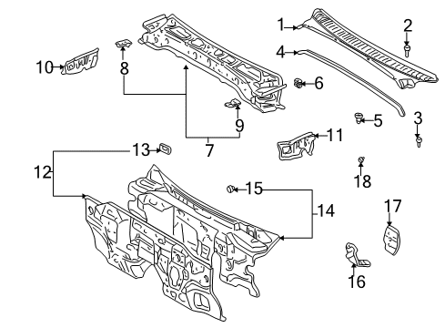 2004 Toyota Tacoma Cab Cowl Diagram 1 - Thumbnail