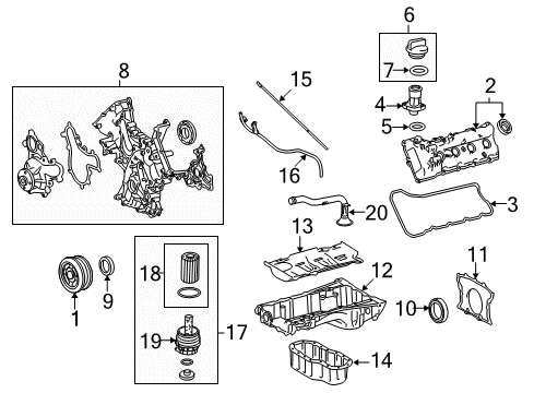 2013 Toyota Tundra Engine Parts, Mounts, Cylinder Head & Valves, Camshaft & Timing, Variable Valve Timing, Oil Cooler, Oil Pan, Oil Pump, Crankshaft & Bearings, Pistons, Rings & Bearings Diagram