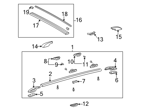 2004 Toyota Sequoia Bracket, Roof Inner Rack LH Diagram for 63431-0C010