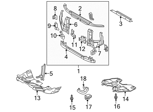 2013 Toyota Tacoma Support Sub-Assy, Radiator, Upper Diagram for 53205-04011