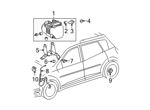 2005 Toyota Matrix Bracket Assy, Brake Actuator Diagram for 44590-02110