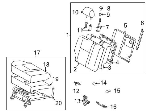 2006 Toyota Matrix Rear Seat Cushion Cover, Right (For Separate Type) Diagram for 71075-01180-B0