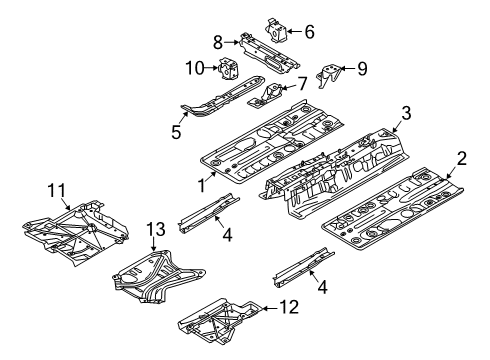 2019 Toyota Yaris Plate, Front Floor Crossmember Diagram for 57475-WB001