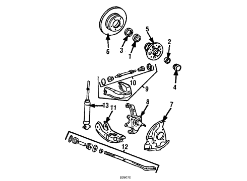 1984 Toyota Pickup Disc Brake Dust Cover Front Left Diagram for 47782-35030