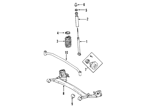 2008 Toyota Prius Rear Suspension System, Rear Axle Diagram