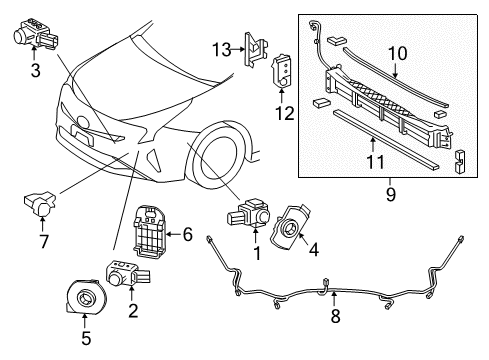 2018 Toyota Prius RETAINER, Ultrasonic Diagram for 89348-47050-J0