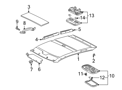 2003 Toyota Prius Visor Assembly, Right Diagram for 74310-47030-B0