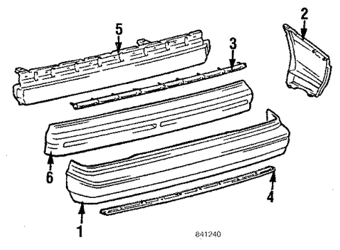 1987 Toyota Corolla Cover, Rear Bumper Diagram for 52159-12180