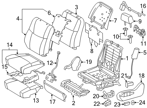 2012 Toyota Avalon Shield, Front Seat Cushion, Inner LH Diagram for 71868-AC030-A0