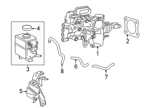 2017 Toyota RAV4 Brake Master Cylinder Sub-Assembly W/Plate Diagram for 47201-42340