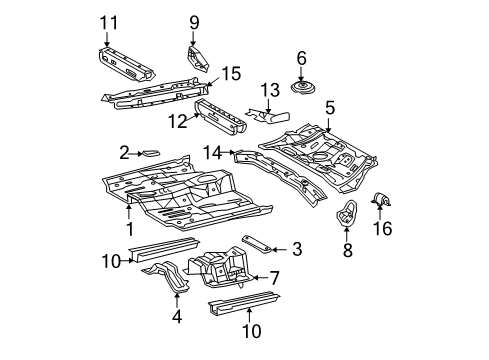 2007 Toyota Corolla Member, Rear Floor Cross, Front Diagram for 57661-02050