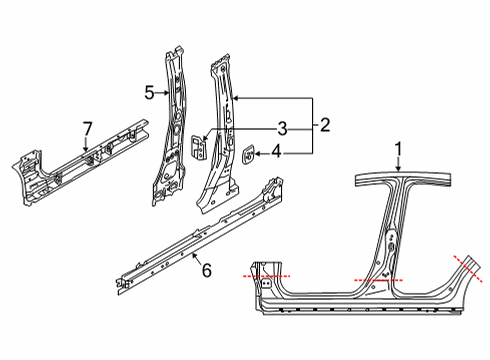 2020 Toyota Yaris Center Pillar & Rocker Diagram 1 - Thumbnail