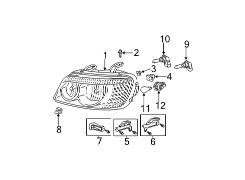 2003 Toyota Highlander RETAINER, HEADLAMP Protector, UPR LH Diagram for 81194-48020