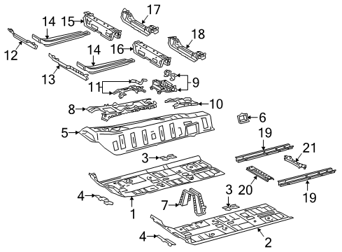 2020 Toyota Camry Pillars, Rocker & Floor - Floor & Rails Diagram