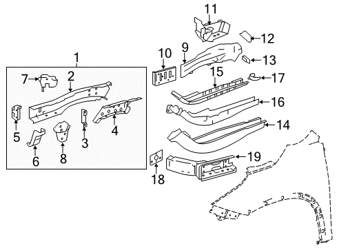 2015 Toyota Highlander Support Sub-Assembly, Ba Diagram for 53704-0E030