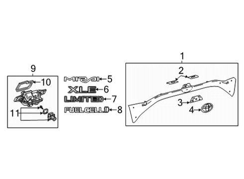 2021 Toyota Mirai GARNISH Sub-Assembly, Lu Diagram for 76801-62020-A2