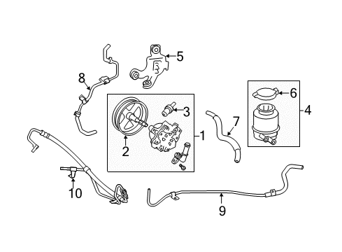 2008 Toyota Camry P/S Pump & Hoses, Steering Gear & Linkage Diagram 2 - Thumbnail