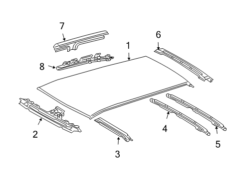 2006 Toyota Highlander Roof & Components Diagram