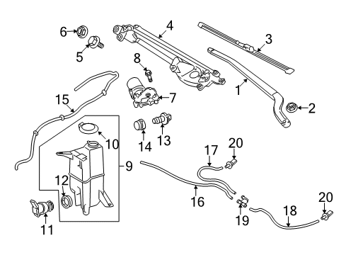 2021 Toyota Tundra Wiper & Washer Components Diagram