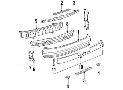 1993 Toyota Celica Reinforcement Sub-Assy, Rear Bumper Diagram for 52023-20280