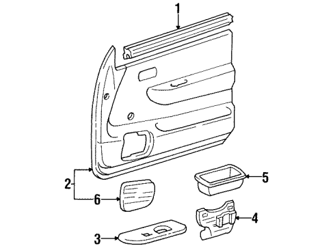 1998 Toyota T100 Panel, Front Armrest Base, Upper LH Diagram for 74232-34010-B0