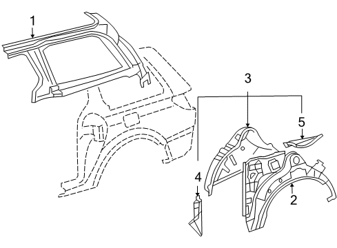 2007 Toyota Sienna Panel, Quarter Wheel House, Outer RH Diagram for 61631-AE901