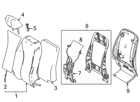 2019 Toyota Mirai Passenger Seat Components Diagram