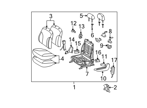 2011 Toyota Yaris Seat Assembly, Front Passenger Side Diagram for 71100-5CJ02-B0