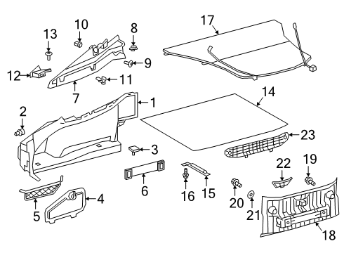 2020 Toyota GR Supra Hanger, Package Tray Diagram for 64381-WAA01