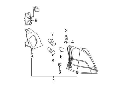 2008 Toyota Yaris Tail Lamps Diagram 1 - Thumbnail