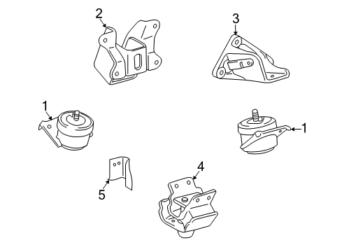 2010 Toyota FJ Cruiser Engine & Trans Mounting Diagram