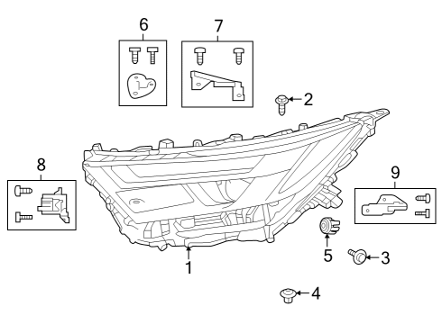 2022 Toyota RAV4 Headlamp Components Diagram